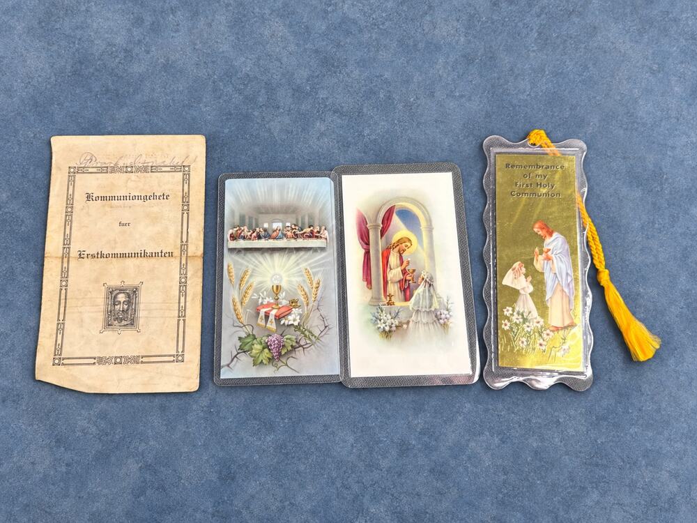 Vintage First Communion Catholic Prayer Cards German Italy PEKA Lot of 4